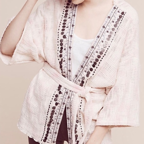Anthropologie l ALL Beautiful Stories Livia Textured Handmade Tassel Kimono Wrap - Picture 8 of 10